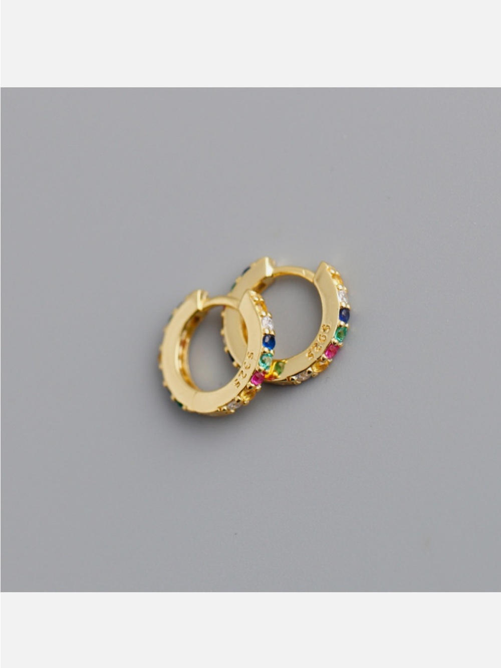 18K Gold Plated Small Colorful Cz Huggie Hoop Earrings 11mm Women Girl I36